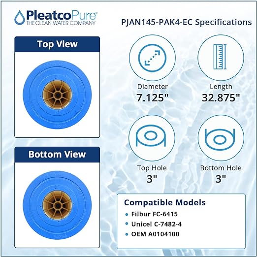 Pleatco Jandy Industries CL580, CV580 Filter Cartridge Replacement (4 Pack)