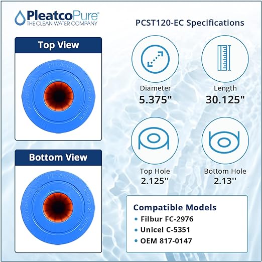 Pleatco Coast Spas Top load (in-line) 135 Filter Cartridge Replacement