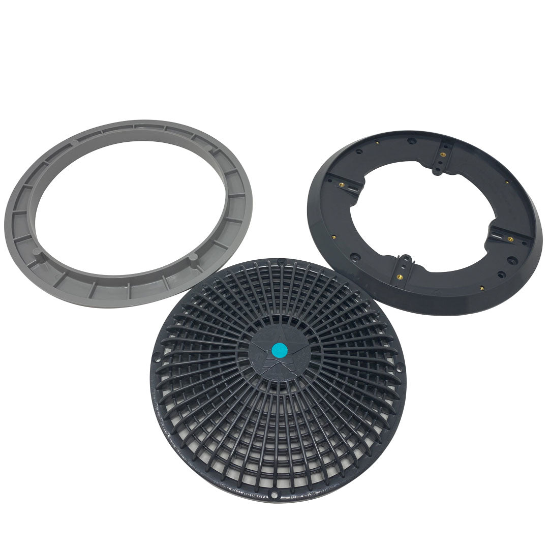 AquaStar 10" Round Debris Removal Drain (Dark Gray - Star (Anti Vortex) - Pentair In-Floor(A&A)