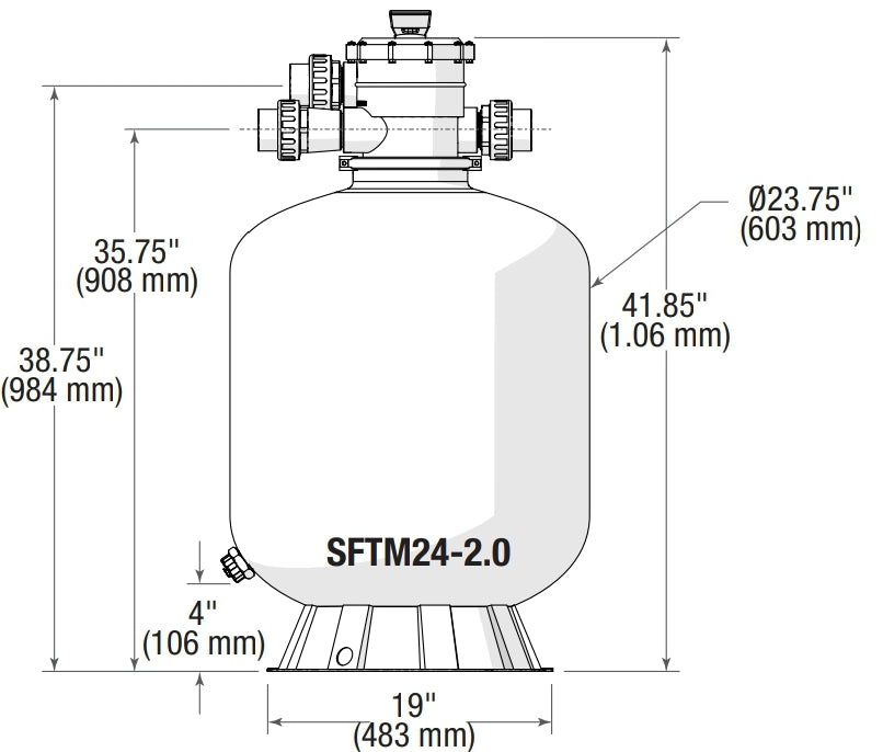 Jandy 24" SFTM Top Mount Sand Filter with 2" Valve | SFTM24-2.0