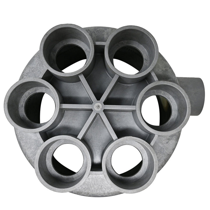 A&A Low Profile 6 Port 1.5" T-Valve Housing (FLAPS NOT INCLUDED)(Gray) - bottom view