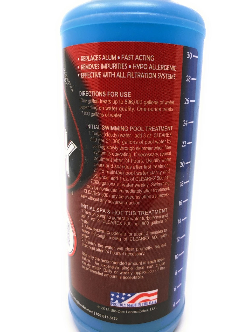 View of Instructions - Bio-Dex Laboratories Clearex 500 Water Clarifier (32 Oz.) - ePoolSupply