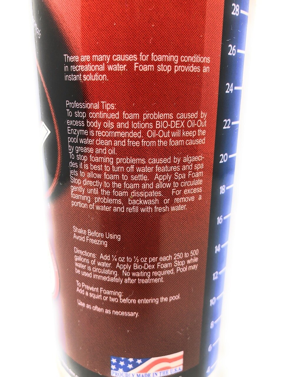 View of Instructions - Bio-Dex Laboratories Spa Foam Stop (32 Oz.) - ePoolSupply