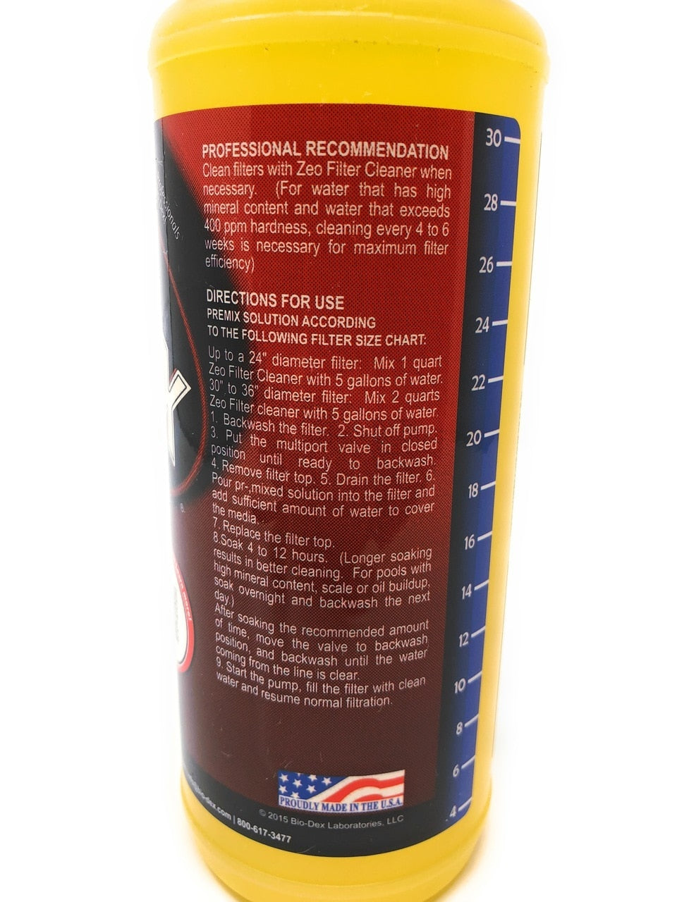 View of Instructions - Bio-Dex Laboratories Zeo Filter Cleaner (32 Oz.) - ePoolSupply