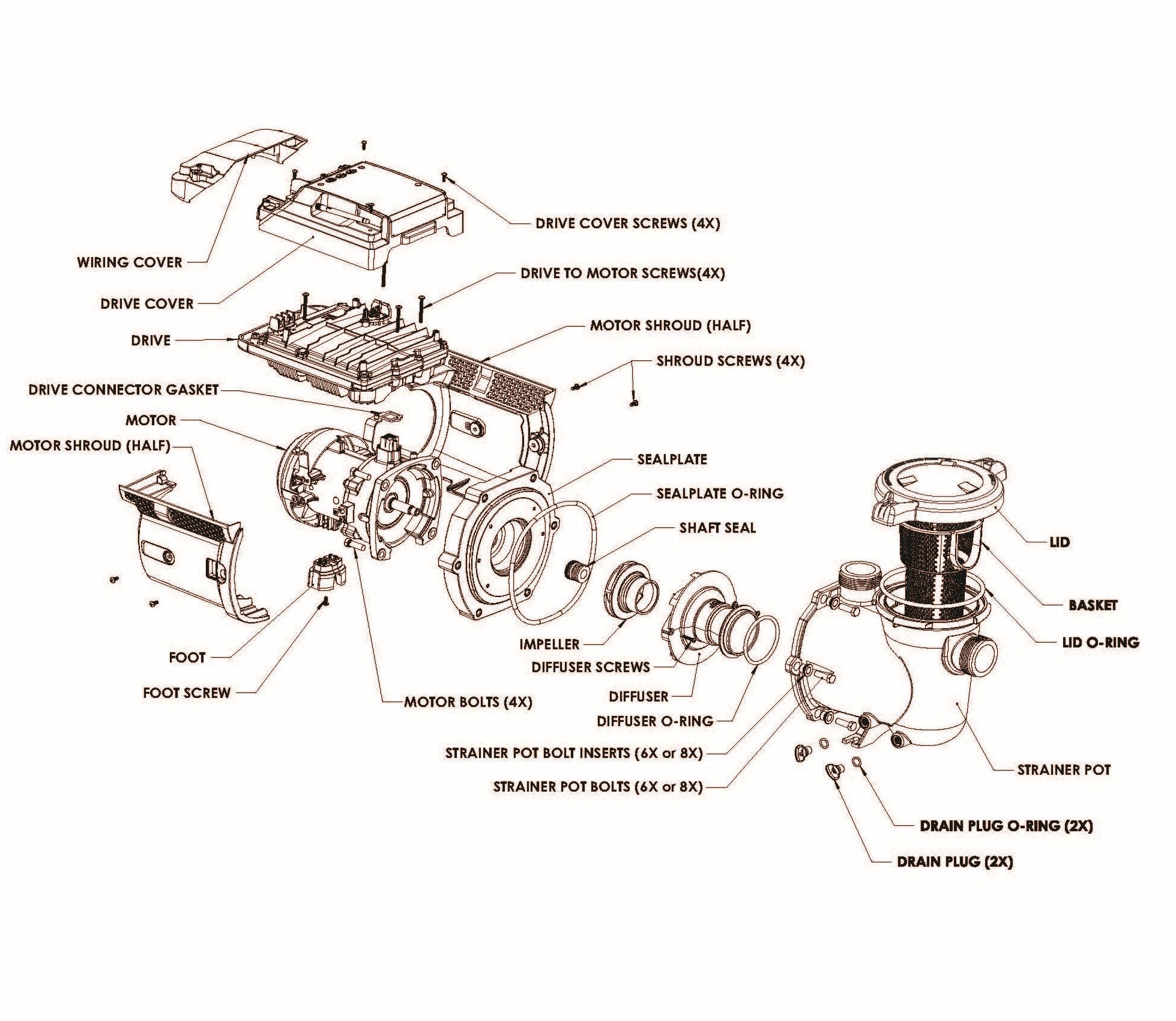 Products Pentair IntelliFlo3 VSF 3.0HP diagram